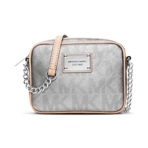 michael kors tasche silber metallic|michael kors silver crossbody.